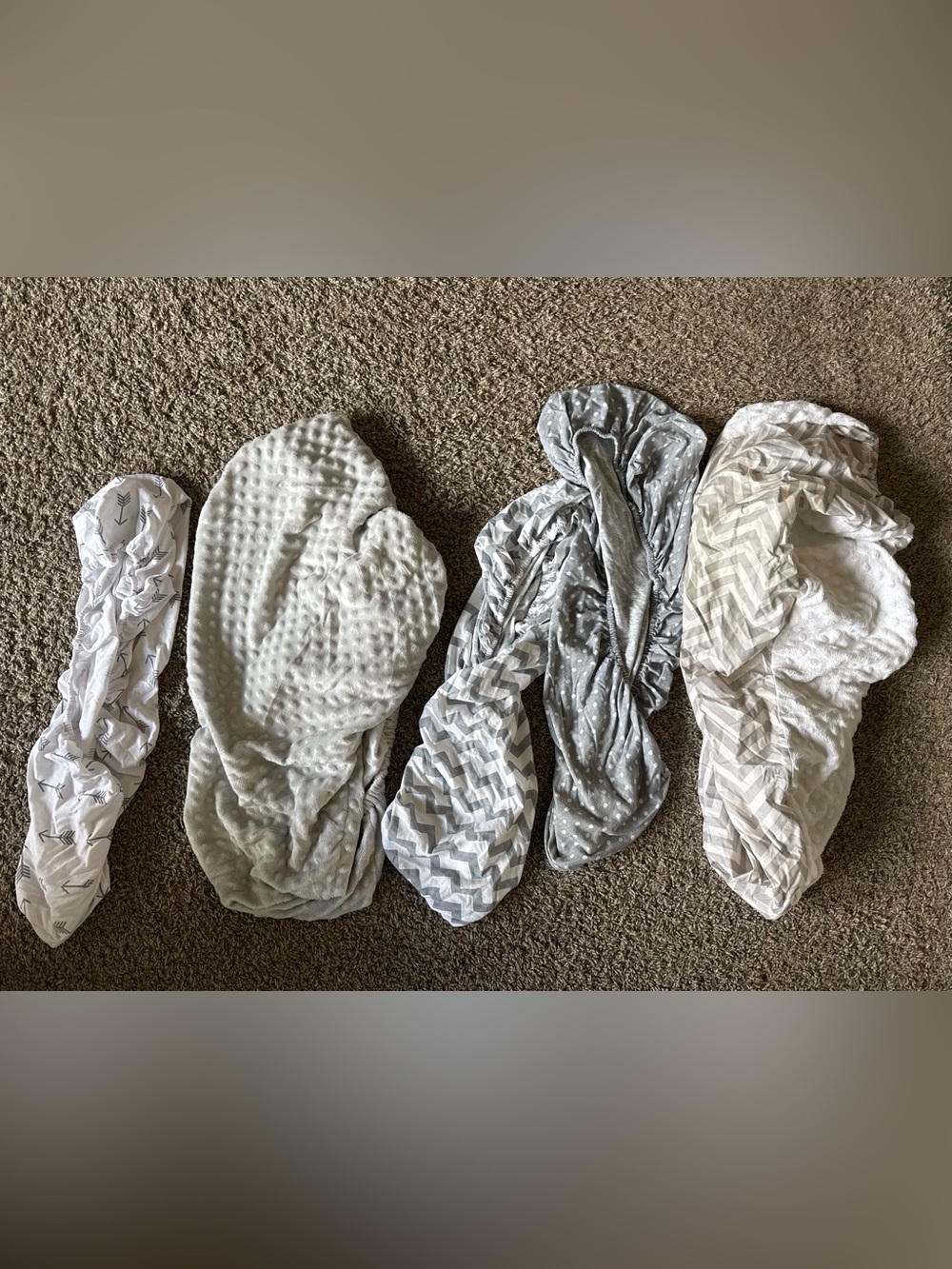 Neutral Gray and Cream Plush Fitted Changing Pad Sheet Covers